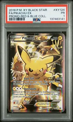 2016 POKEMON XY BLACK STAR PROMO #XY124 FA/PIKACHU EX PSA 1 - Image 1
