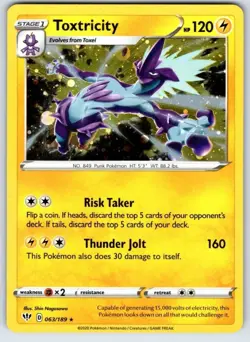 Toxicity 063 Cosmos Holo 2020 Pokemon HD GALAXY SWIRL🌀Darkness Ablaze -RARE - Image 1