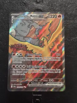 Pokemon TCG Team Rocket's Moltres ex 208/182 Full Art Destined Rivals Stamped NM - Image 1