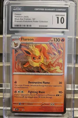Flareon Pokemon 2025 Black Star Promo 167 Prismatic Evolutions CGC 10 GEM MINT - Image 1