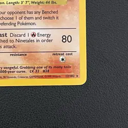 Pokemon TCG Ninetales Base Set (Unlimited) 12/102 Holo Rare - LP - Image 2