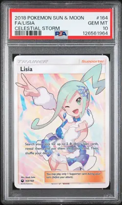 2018 POKEMON SUN & MOON CELESTIAL STORM #164 FULL ART/LISIA PSA 10 - Image 1