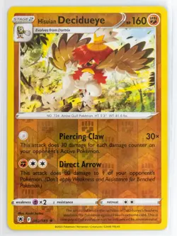 Hisuian Decidueye - Reverse Holo Rare - Astral Radiance 082/189 Pokemon - Image 1