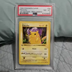 RARE! Pokemon Pikachu 1st Edition Red Cheeks Base Set Shadowless #58 PSA 8 1999 - Image 1