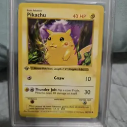 RARE! Pokemon Pikachu 1st Edition Red Cheeks Base Set Shadowless #58 PSA 8 1999 - Image 5