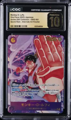 2025 ONE PIECE JPN SECRET RARE ALTERNATE ART MONKEY D. LUFFY CGC 10 PRISTINE - Image 1