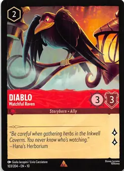 Diablo Watchful Raven 103/204 Whispers in the Well Disney Lorcana - Image 1