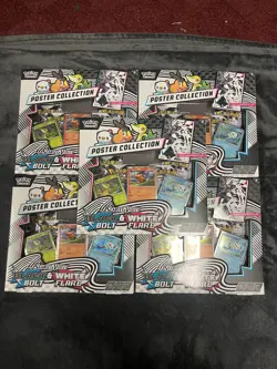Pokemon TCG Scarlet & Violet Black & White Bolt Flare 6 Box Promo Poster 2024 - Image 1