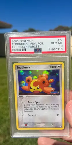 Pokemon ex Unseen Forces #77 Teddiursa Reverse Holo PSA 10 - POP 9! - Image 1