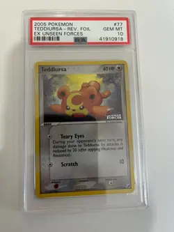 Pokemon ex Unseen Forces #77 Teddiursa Reverse Holo PSA 10 - POP 9! - Image 3