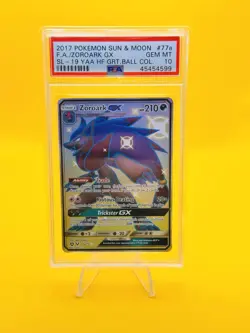 2017 POKEMON SUN & MOON SHINING LEGENDS #77A FULL ART/ZOROARK GX PSA 10 - Image 1