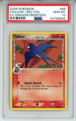 2006 POKEMON EX DRAGON FRONTIERS TAILLOW #66 REVERSE PSA 10 GEM MINT #40768882 - Image 1