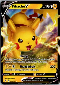 Pikachu V Ultra Rare SWSH04: Vivid Voltage 043/185 NM Pokemon - Image 1