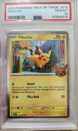 2024 POKEMON TRICK OR TRADE #018 PIKACHU PSA 10 - Image 1