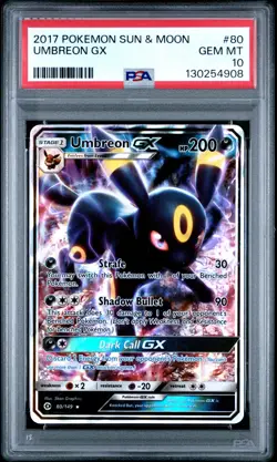 2017 POKEMON SUN & MOON UMBREON GX #80 PSA 10 GEM MINT #130254908 - Image 1