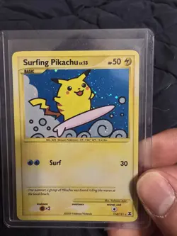 Pokemon TCG Surfing Pikachu Holo Rare Card 114/111 Rising Rivals LP - Image 1