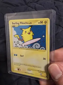 Pokemon TCG Surfing Pikachu Holo Rare Card 114/111 Rising Rivals LP - Image 2