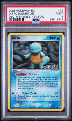 PSA 9 SQUIRTLE 64/113 | Delta Species Reverse Stamped Graded Pokemon Card - Image 1