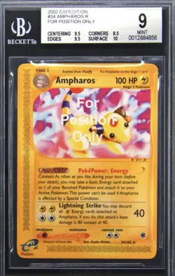 BGS 9 MINT Ampharos 34/165 For Position Only Test Sample FPO Pokemon Card Sample - Image 1