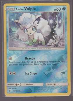 Pokemon TCG Alolan Vulpix 21/145 Sm-Guardians Rising Reverse Holo - Image 1