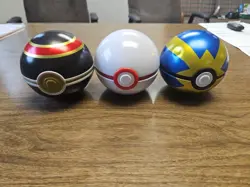 Pokemon Pokeball Tins Lot of 3 EMPTY Cosplay Display - Image 1