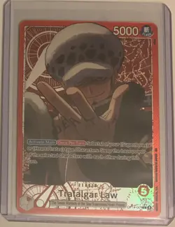 One Piece TCG The Azure Sea’s Seven Trafalgar Law ALT Art Leader OP14-001 - Image 1