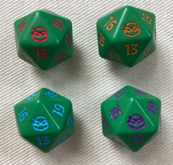 Teenage Mutant Ninja Turtles TMT MTG TCG Complete Set of 4 Spindown Dice - Image 1