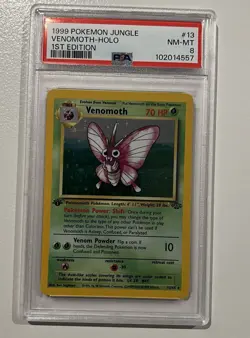 1999 Pokemon Jungle 1st Edition Venomoth Holo #13 PSA 8 - Image 1