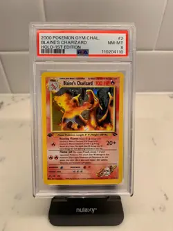 2000 Pokemon Gym Challenge Blaine's Charizard Holo 1st Edition PSA 8 NM-MT WOTC - Image 1