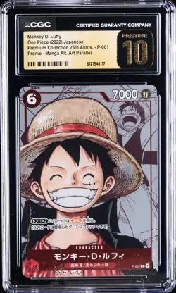 2022 ONE PIECE JPN MANGA ALT ART #P-001 MONKEY D. LUFFY CGC 10 PRISTINE - Image 1