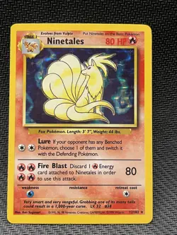 Ninetales 12/102 Holo Rare Unlimited Edition Base Set Pokemon Card 1999 WOTC - Image 1