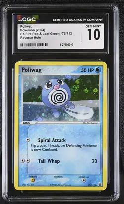 CGC 10 Poliwag EX Fire Red & Leaf Green 75/112 Reverse Holo Pokemon Card - Image 1