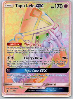 Tapu Lele GX (Secret) 155/145 Sm-Guardians Rising Holo Pokemon Card Game TCG NM - Image 1