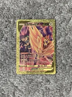 Unique Zamazenta V HP230 Dauntless Shield Gold Foil Fan Art Display Card NM! - Image 1