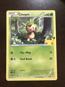 Chespin 6/25 Non-holo NM Pokemon TCG McDonald’s 25th Anniversary Celebrations - Image 1