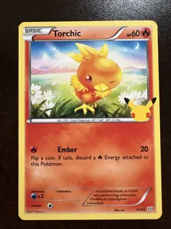 Torchic 11/25 Non-holo NM Pokemon TCG 25th Anniversary Celebrations - Image 1