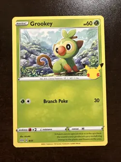 Grookey 8/25 Non-holo NM Pokemon TCG McDonald’s 25th Anniversary Celebrations - Image 1