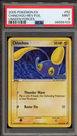 Pokemon Chinchou EX Unseen Forces Reverse Holo #52 PSA 9 Mint - Image 1