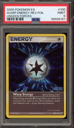 Pokemon Warp Energy EX Unseen Forces Reverse Holo #100 PSA 9 Mint - Image 1