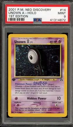 Pokemon Unown Neo Discovery 1st Edition Holo Rare #14 PSA 9 Mint - Image 1