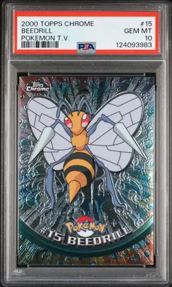 2000 TOPPS CHROME POKEMON T.V. #15 BEEDRILL PSA 10 - Image 1