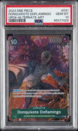 2023 ONE PIECE OP04-KINGDOMS OF INTRIGUE #031 DONQUIXOTE DOFLAMINGO PSA 10 - Image 1