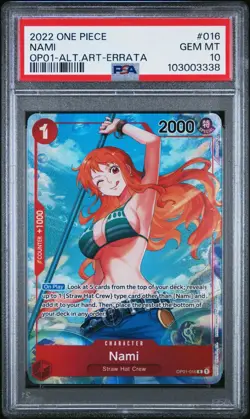 One Piece Romance Dawn Nami OP01 Alternate Art Errata 016 PSA 10 GEM MINT - Image 1