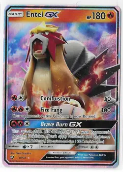 Entei GX 10/73 Shining Legends Sun & Moon Ultra Rare Pokemon TCG Card NM - Image 1