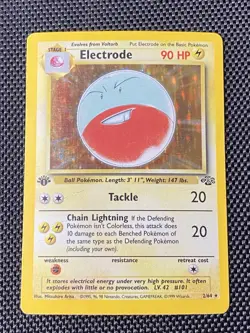 Electrode 1st Edition Holo Rare Jungle 2/64 Pokemon TCG Card- MP Condition - Image 1