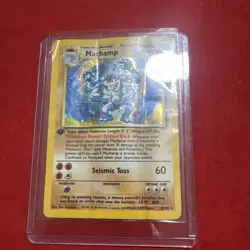 Pokemon Machamp 1st Edition Holo Rare Card Base Set 8/102 100 HP 1999 - Image 1