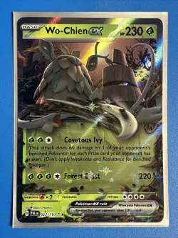 Pokemon Paldea Evolved Wo-Chien EX Double Rare 027/193 NM + Card Saver - Image 1