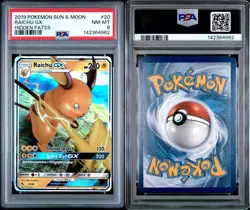 POKEMON CARD RAICHU GX 20 SUN & MOON HIDDEN FATES #20 GRADED PSA 8 20/68 - Image 3