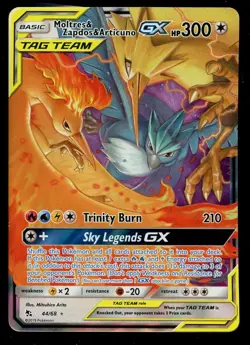 Pokemon Moltres & Zapdos & Articuno GX 44/68 Sun & Moon Hidden Fates Near Mint - Image 1