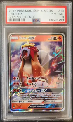 Pokemon Entei GX Shining Legends 2017 Holo 10/73 PSA 8 - Image 1